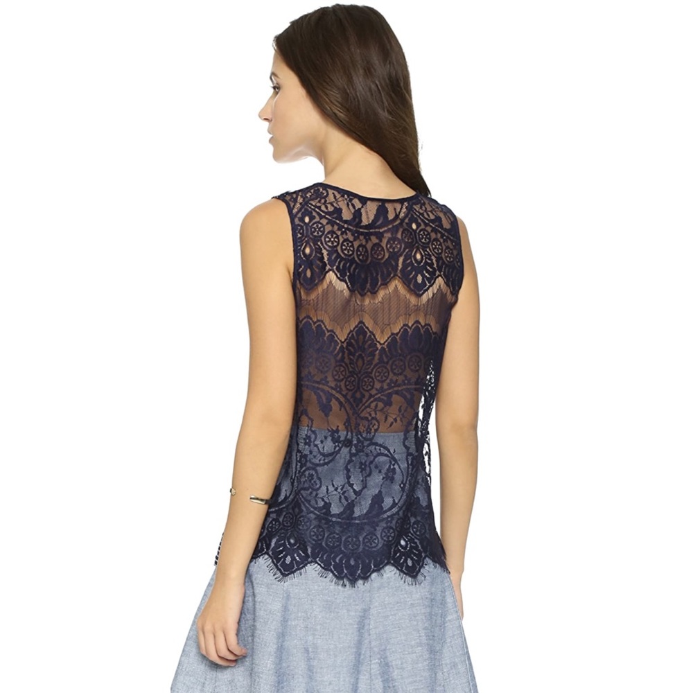 Cupcakes and Cashmere Vista Lace Back Tank EUC